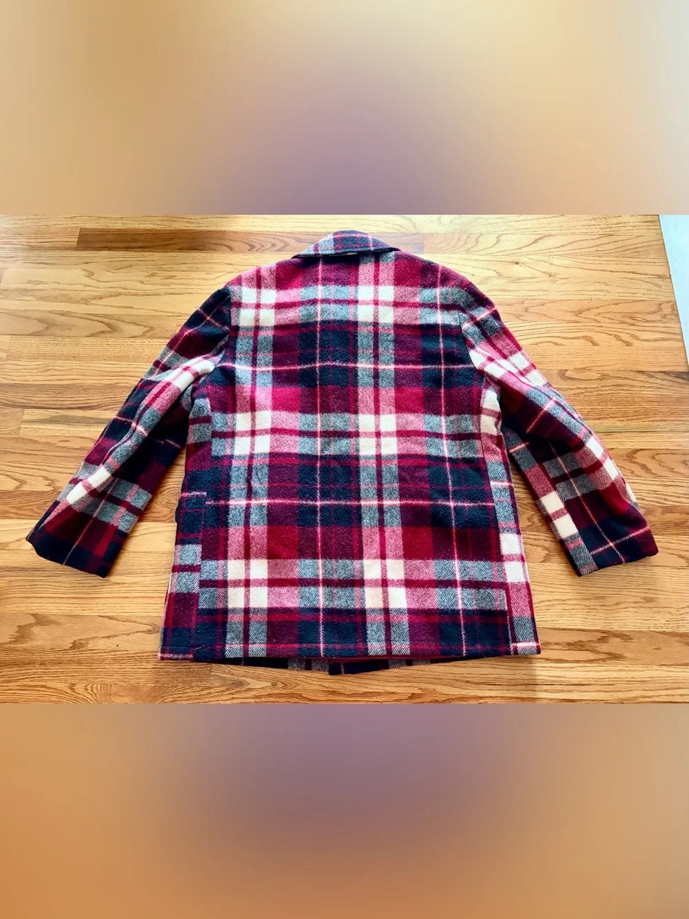 Vintage Woolrich Red Black Cream Plaid Men's Classic Coat